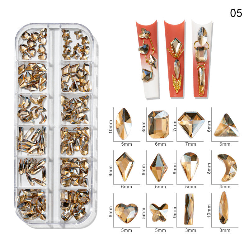 New nail art special-shaped diamond fantasy special-shaped flat bottom nail art diamond glass diamond jewelry nail stickers sequins accessories wholesale