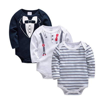 Newborn baby clothes 3-piece set Amazon long-sleeved European and American baby clothes for boys 0-2 years old baby pajamas cross-border