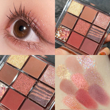 Internet celebrity same transparent nine-color acrylic eyeshadow palette ins nine-square eyeshadow glitter pearlescent affordable 9-color DIKALU