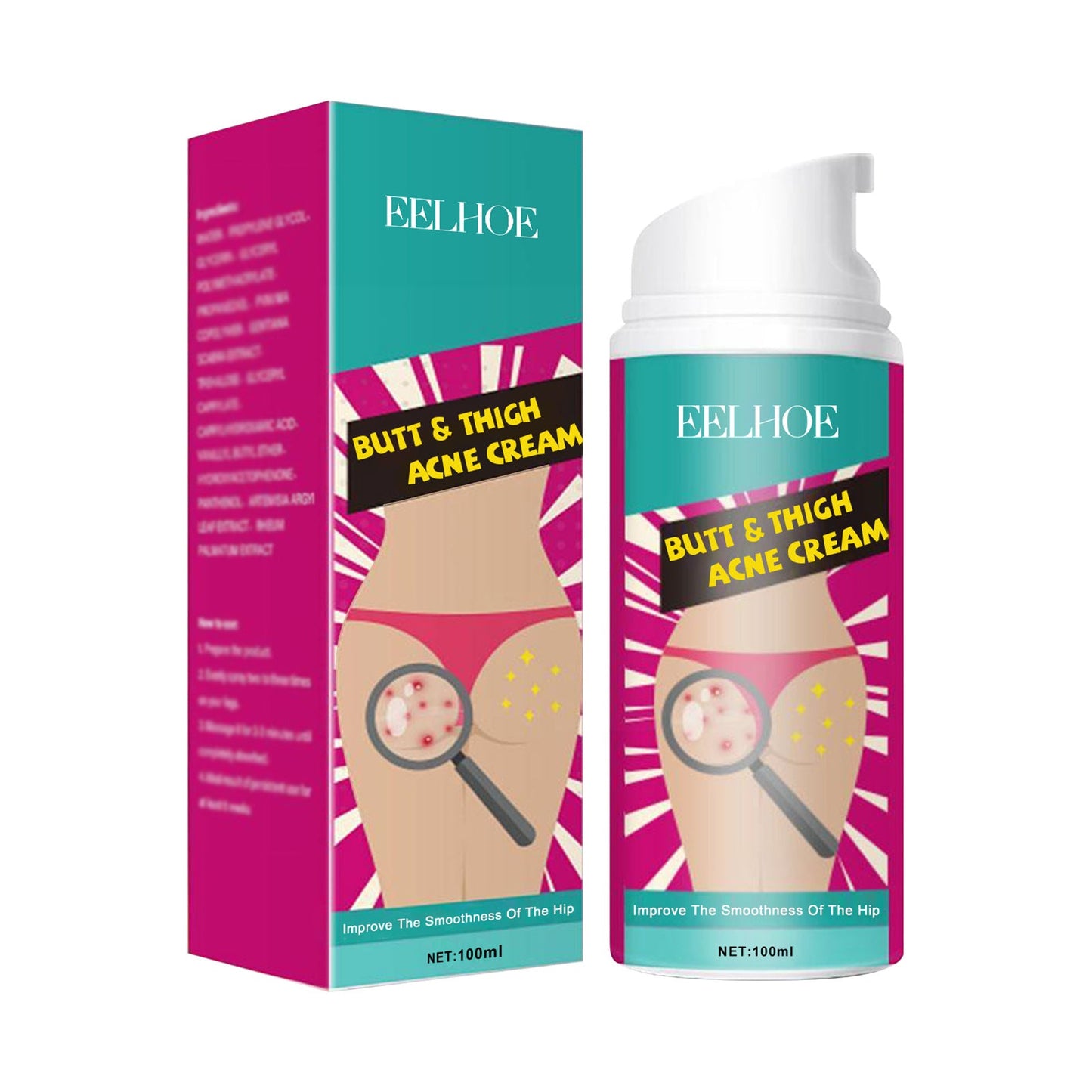 EELHOE Buttocks and Thighs Anti-acne Cream Lightens Body Back Buttocks and Thighs Acne Cleansing Skin Care 