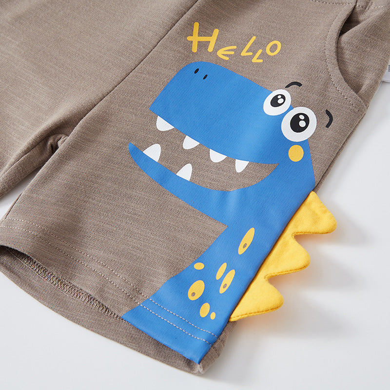 Children's summer shorts boys 2024 new cartoon dinosaur children's shorts boys pants trendy one piece delivery