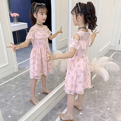 Girls summer dress 2024 new children's floral thin princess dress middle and large children Korean style western style dress