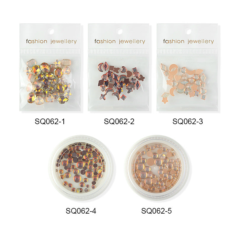 Internet celebrity hot-selling Maillard color nail art crystal pointed bottom diamond jewelry autumn and winter coffee color butterfly nail stack diamond accessories