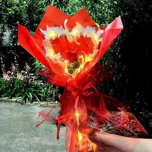 Cross-border luminous ball rose flower 520 Valentine's Day hot light balloon love feather bouquet street stall