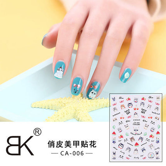 BK nail stickers full stickers cute cartoon adhesive 3D accessories colorful cute nail stickers nail art decals