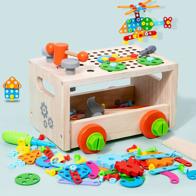 New children's versatile wooden disassembly and assembly nut combination tool table kindergarten educational multifunctional building block toys