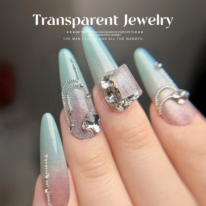 Nail accessories glacier transparent white pointed bottom diamond transparent bottom crooked heart love naked diamond rock sugar diamond nail accessories wholesale