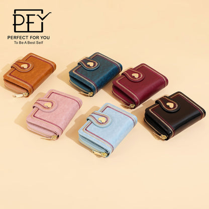 Perfect For You Women's Coin Purse Fashion Short Bi-fold Wallet Simple Ultra-thin Card Holder ins Wallet 