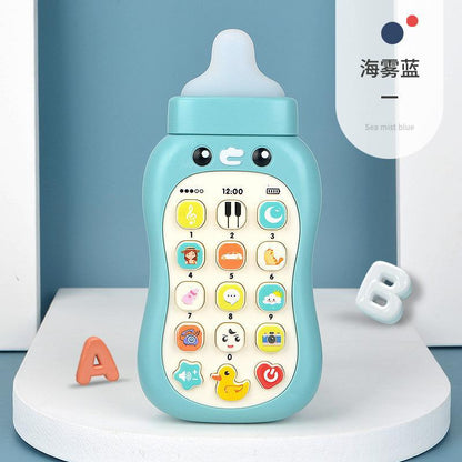 Cross-border children's educational mobile phone can chew milk bottle mobile phone simulation baby bilingual early education music phone story machine