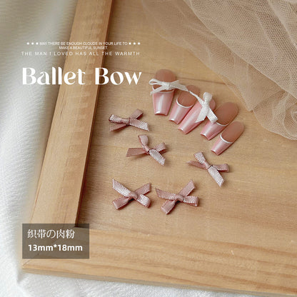 Net celebrity ballet shoes bow ribbon ribbon nail accessories gentle pure desire style retro solid color nail accessories