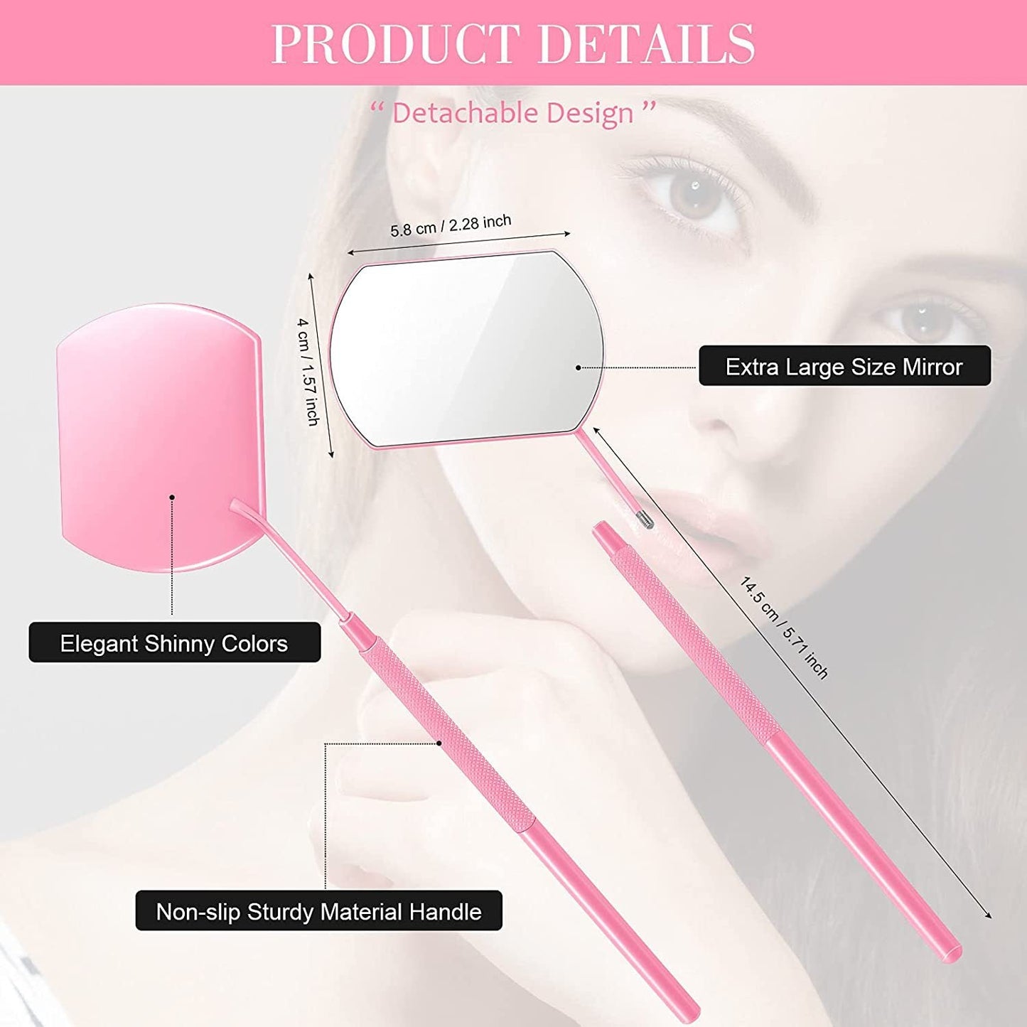 Cross-border premium makeup mirror, patented eyelash inspection mirror, handheld beauty products, detachable eyelash tools