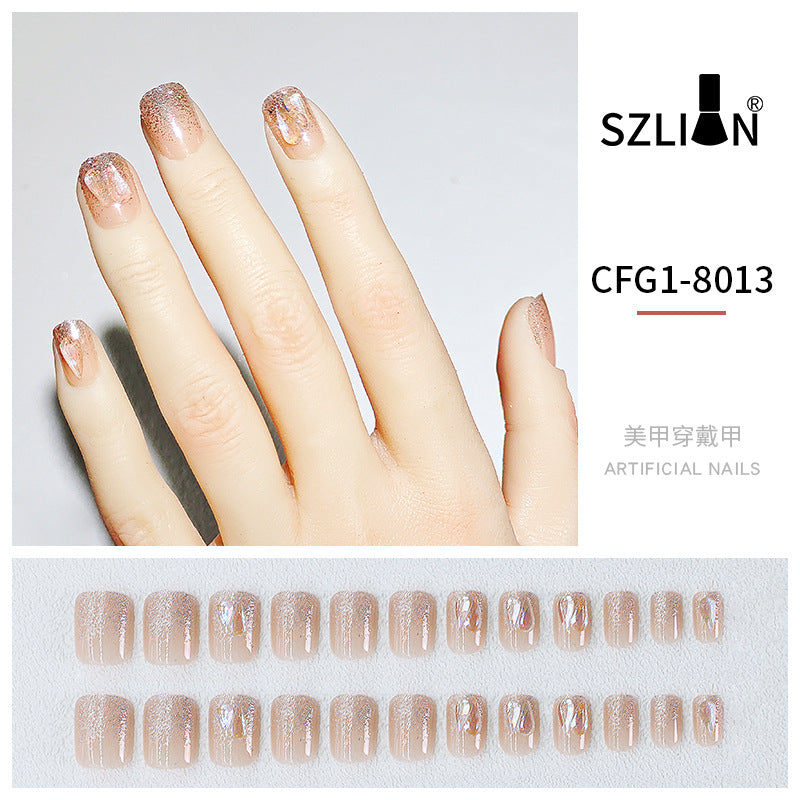 New hot sale wearable nail tips wholesale French simple ice transparent nail art finished product removable nail stickers thin