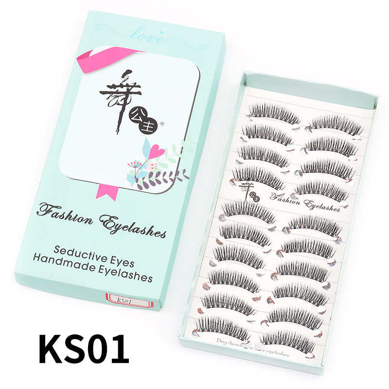 Dancing Princess False Eyelashes Factory Cross-border Supply Sharpened Eyelashes Women 10 Pairs Natural Style One-piece Eyelashes