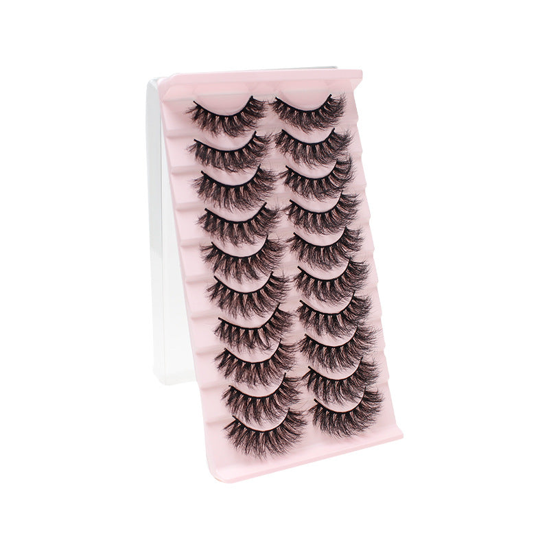 DINGSEN false eyelashes factory cross-border stable supply explosive style 10 pairs set thick natural curling nude makeup style