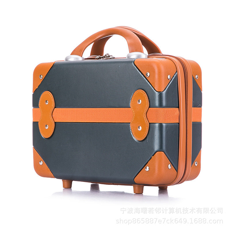 Retro mini suitcase 14 inch makeup box wedding dowry travel small box cosmetic bag boarding suitcase female 