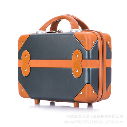 Retro mini suitcase 14 inch makeup box wedding dowry travel small box cosmetic bag boarding suitcase female 