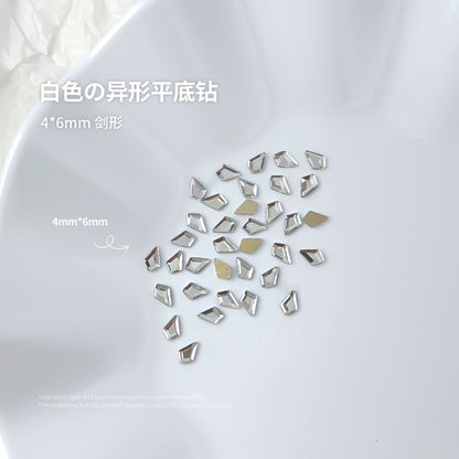 Nail jewelry flat bottom special shaped diamonds large and small mini water drop love square diamonds transparent diamonds white crystal wholesale