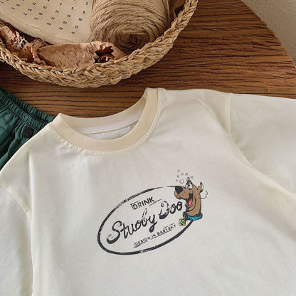 Children's T-shirt Bangcheng 2024 summer new children's clothing pure cotton short T-shirt boy cartoon letter print short sleeve G0089