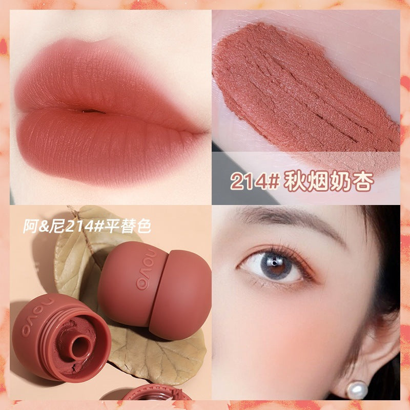 NOVO light silky milk pot lip mud velvet matte lip andថ្ពាល់ ប្រើបានពីរ ធន់នឹងទឹក មិនងាយប្រេះ សិស្សានុសិស្ស តម្លៃសមរម្យ ក្រែមលាបមាត់