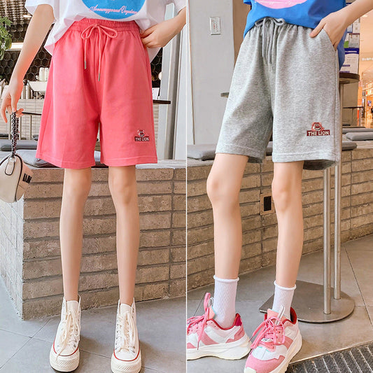 Children's summer shorts cotton shorts boys and girls hot pants loose elastic hypertrophy sweat-absorbent high waist cowhide tide