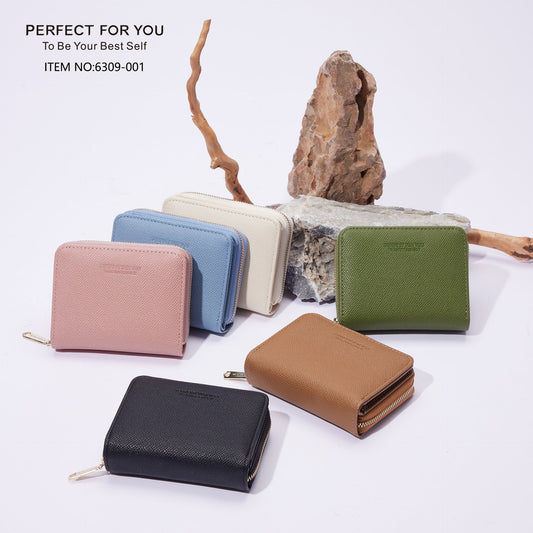 perfect for you short women's wallet Korean style fashion accordion zipper card holder two fold coin purse 