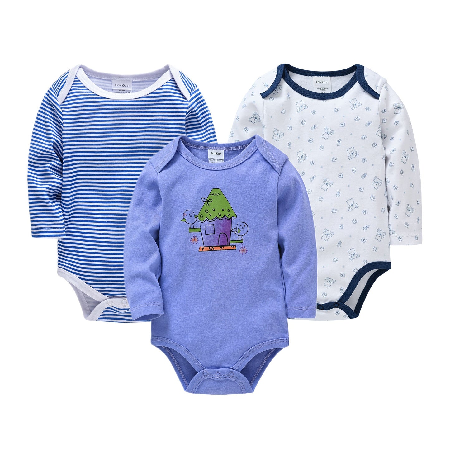 Baby cartoon newborn onesie baby envelope collar long sleeve triangle romper three-piece baby romper