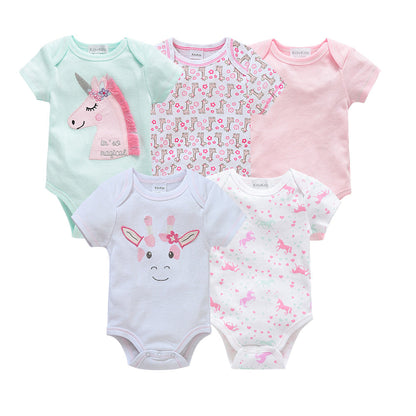 Spot wholesale cross-border baby jumpsuit 5-piece set short-sleeved hip-wrapped romper summer new ins girl clothes