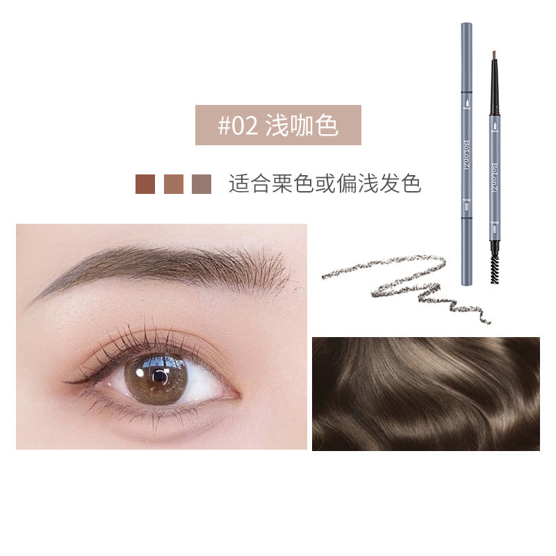 BOLONZI Morandi ultra-fine double-headed eyebrow pencil small triangle machete slender waterproof and sweat-proof not easy to smudge wholesale 