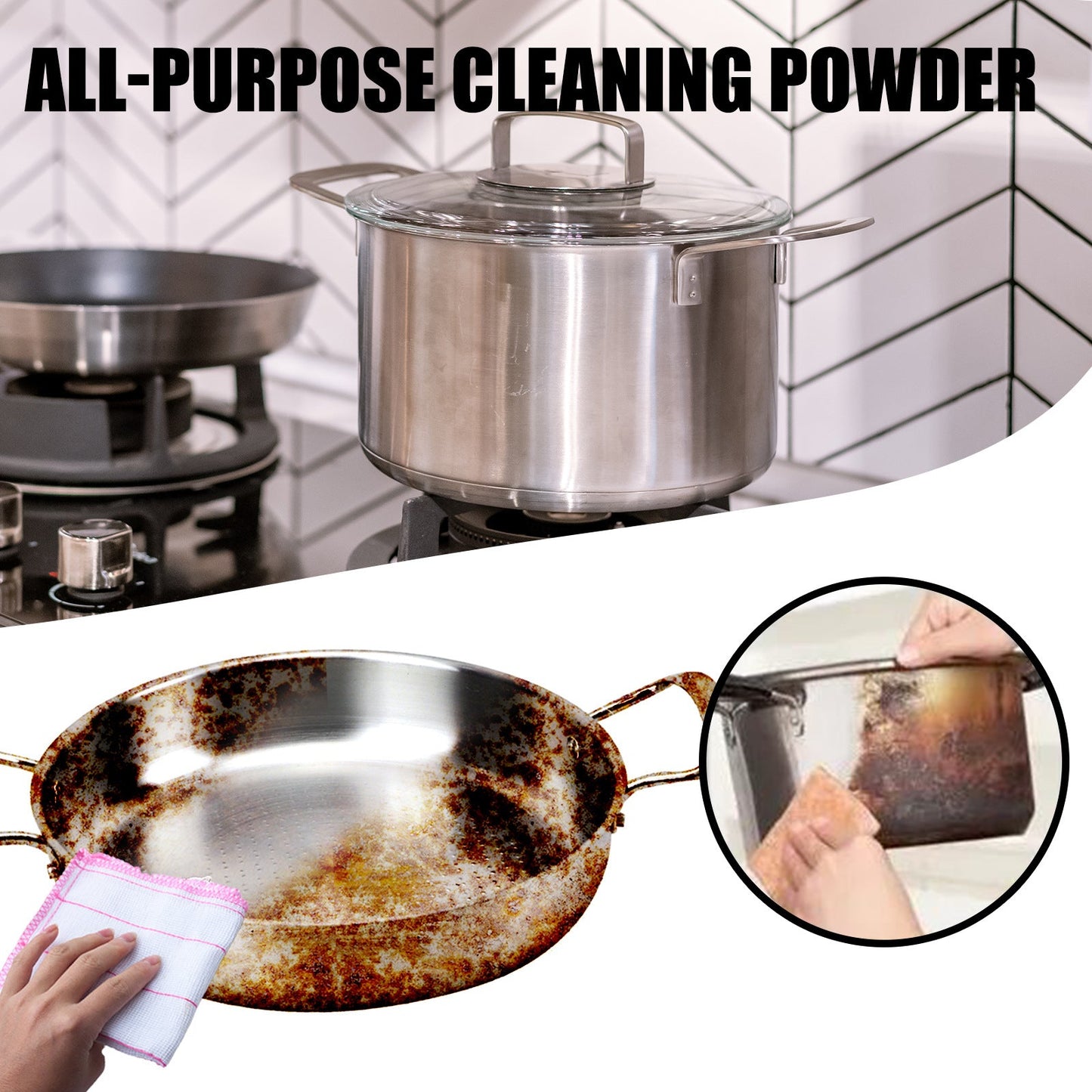 Jaysuing kitchen foam cleaning powder multi-purpose kitchenware rust removal range hood heavy oil descaling cleaning 