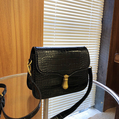 Crocodile pattern small square bag 2024 new retro fashion trend shoulder bag high-end bag niche crossbody women's bag