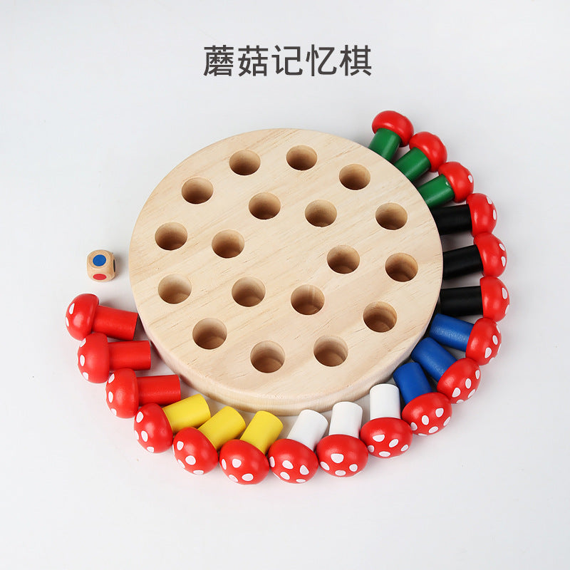 Wooden fun radish and mushroom memory chess pull radish children's educational early education concentration interactive table game chess 