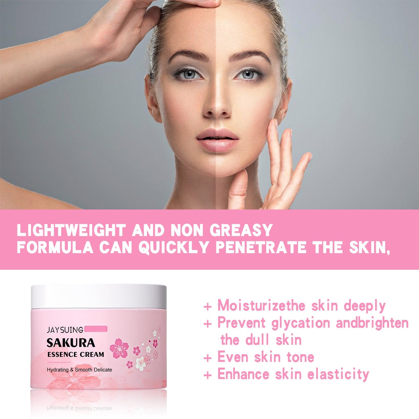 Jaysuing Sakura Essence Cream Moisturizing Brightens Skin Improves Dullness Deep Moisturizing Cream 