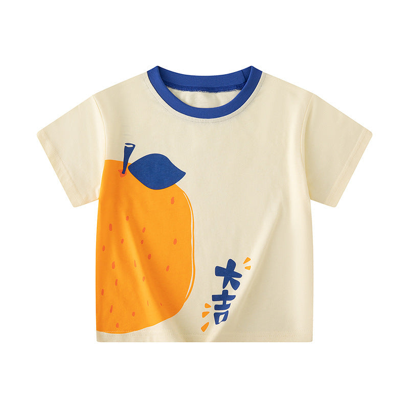 Internet celebrity Douyin source children's short-sleeved T-shirt summer new Korean version of baby boy cross-border children's clothing trend one piece drop shipping