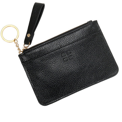 Genuine leather coin purse women's mini soft leather handbag new driving card holder ultra-thin coin zipper bag key bag 