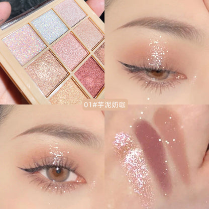 Helen Beauty Transparent Mashed Potato Eyeshadow Palette Earthy Matte Nine Colors Sequin Eyeshadow ការតុបតែងមុខ តម្លៃសមរម្យ មានលក់ដុំ 