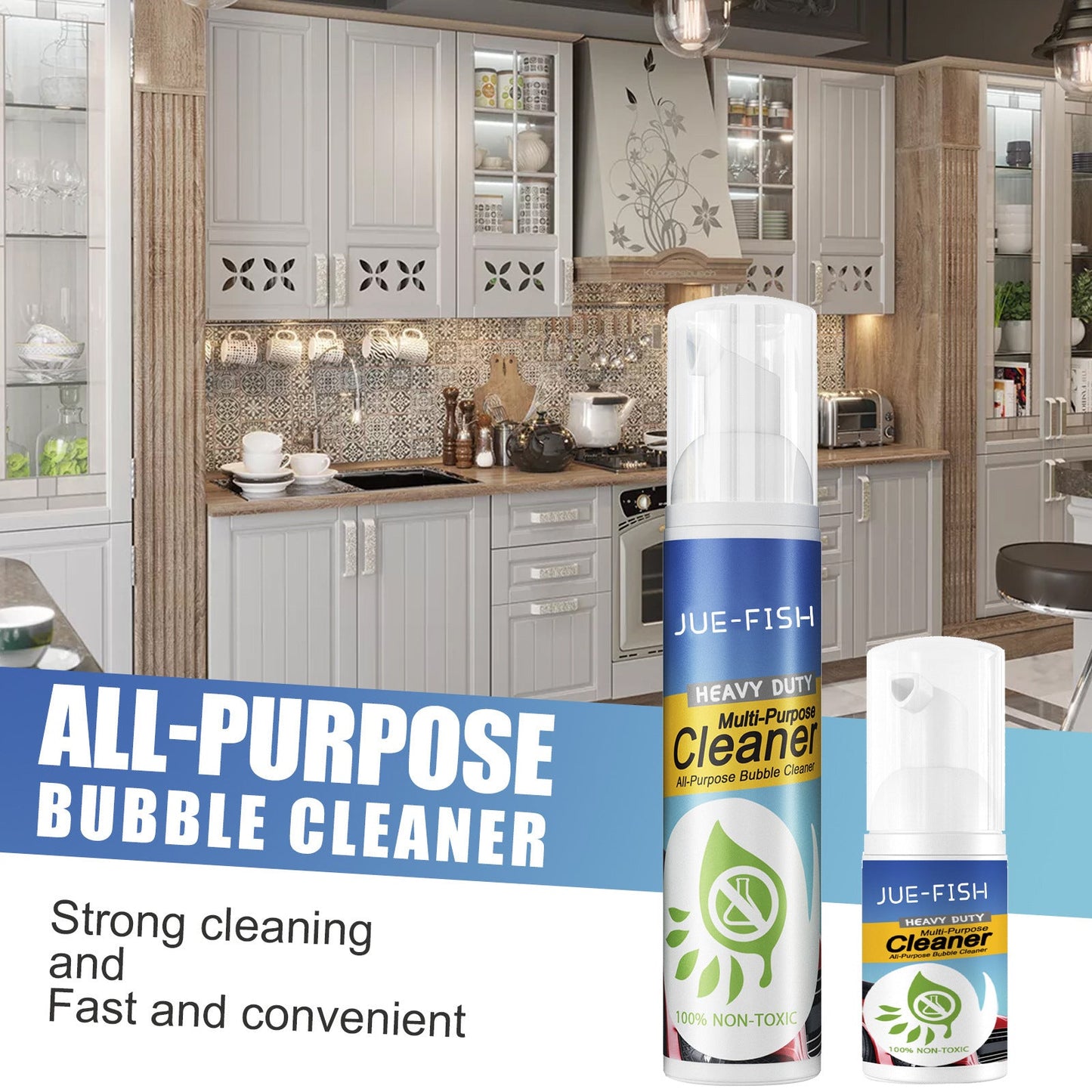 jue-fish kitchen heavy oil stain foam cleaning mousse multi-purpose oil removal and descaling foam type oil stain cleaner ហ្វូមលាងសម្អាតស្នាមប្រឡាក់ 