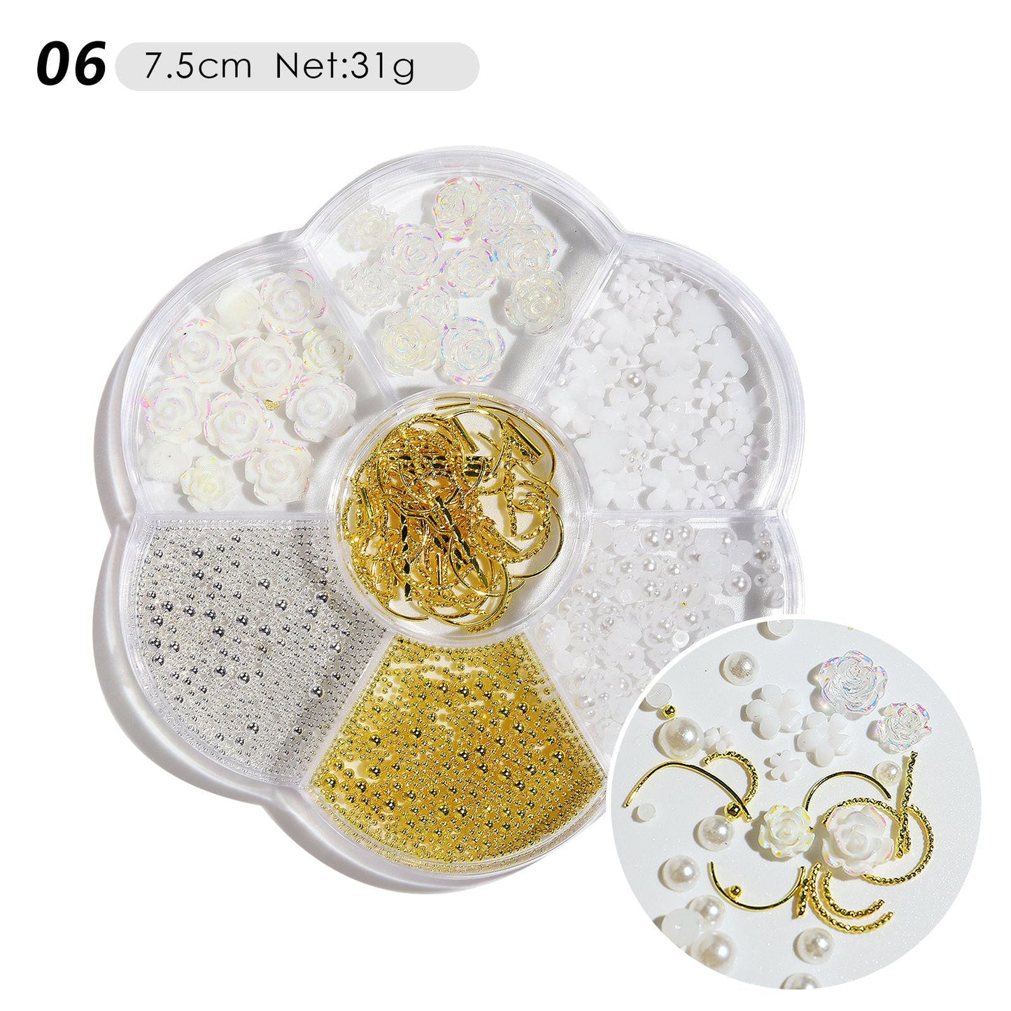 Nail accessories flower bow aurora patch bear rhinestone pearl mixed nail decoration diamond sequins wholesale