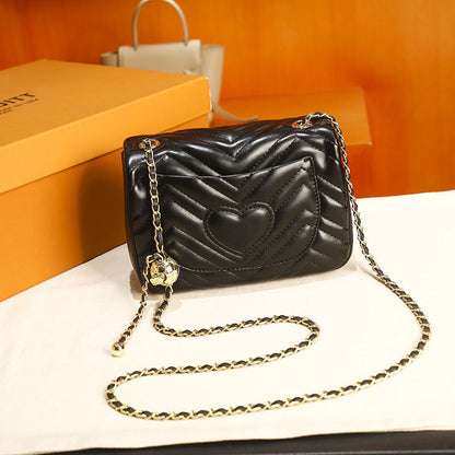 New Fang Pangzi gold bead chain small Chanel style women's bag 2024 summer Lingge shoulder crossbody women's bag small bag can be sent on behalf of 