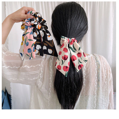 Super fairy French ribbon large intestine ring hair ring headdress 2021 new fashion ribbon headband butterfly hair accessories for women