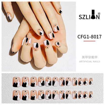 New hot sale wearable nail tips wholesale French simple ice transparent nail art finished product removable nail stickers thin