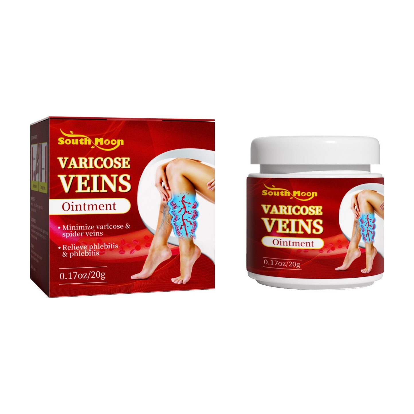 South Moon Leg Vein Repair Cream ម៉ាស្សា Varicose Repair Earthworm Legs ឈាមរត់ និងហើម 