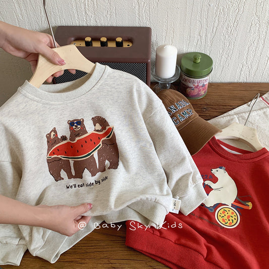 Children's sweatshirt 2024 Bangcheng Spring new Korean style boys and girls cute printed cartoon casual sweatshirt F0290