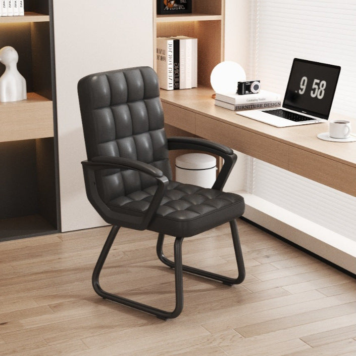 Office chair mahjong chair simple conference room chair home bow chair computer chair black long sitting back stool