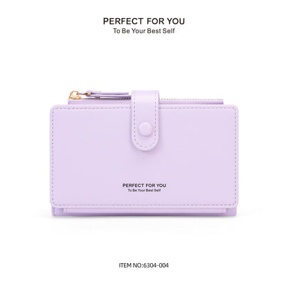 Perfect For You Cross-border New PU Large Capacity Simple Wallet Women Wholesale Zipper Coin Purse 