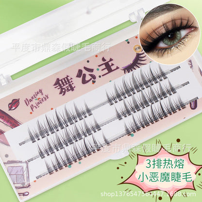 Dancing Princess Little Devil Segmented False Eyelashes Natural Style Thick Single Cluster Self-grafted Eyelashes COS