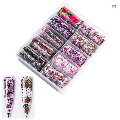 Zhifei's new Christmas Halloween starry sky paper flower leopard starry sky candy nail art transfer paper wholesale nail art