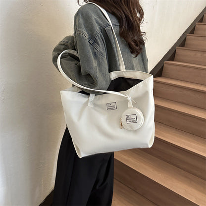 2024 new style trend large capacity fashion casual solid color stylish small hanging bag Oxford cloth commuter tote shoulder bag 