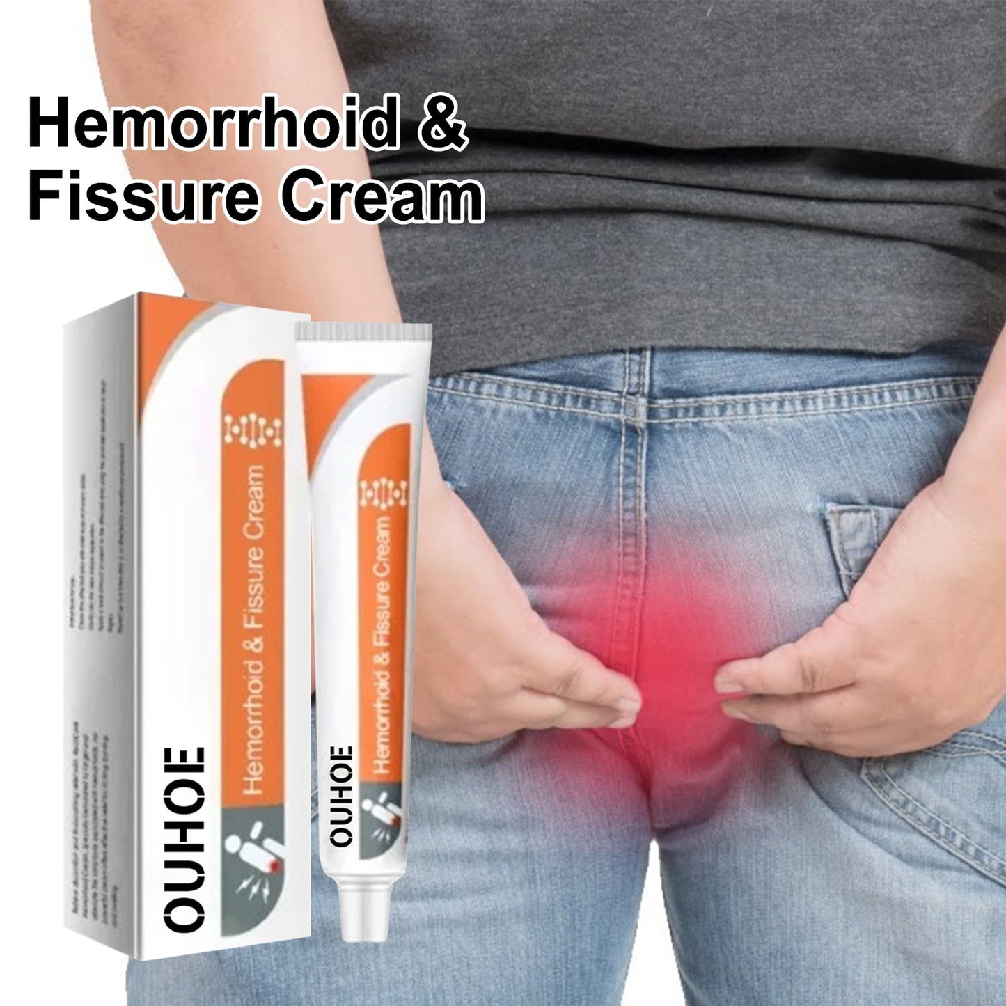 OUHOE Hemorrhoid Cream ជាក្រែមលាបឬសដូងបាតខាងក្រៅរន្ធគូថ បំបាត់ការឈឺចាប់ ហើមចម្រុះខាងក្នុង និងខាងក្រៅ និងបំបាត់ដុំឬសដូងបាត។ 