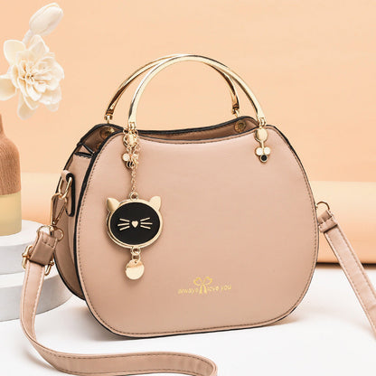 Korean fashion girl style shell small bag western style cat messenger bag ladies shoulder bag solid color small bag handbag 