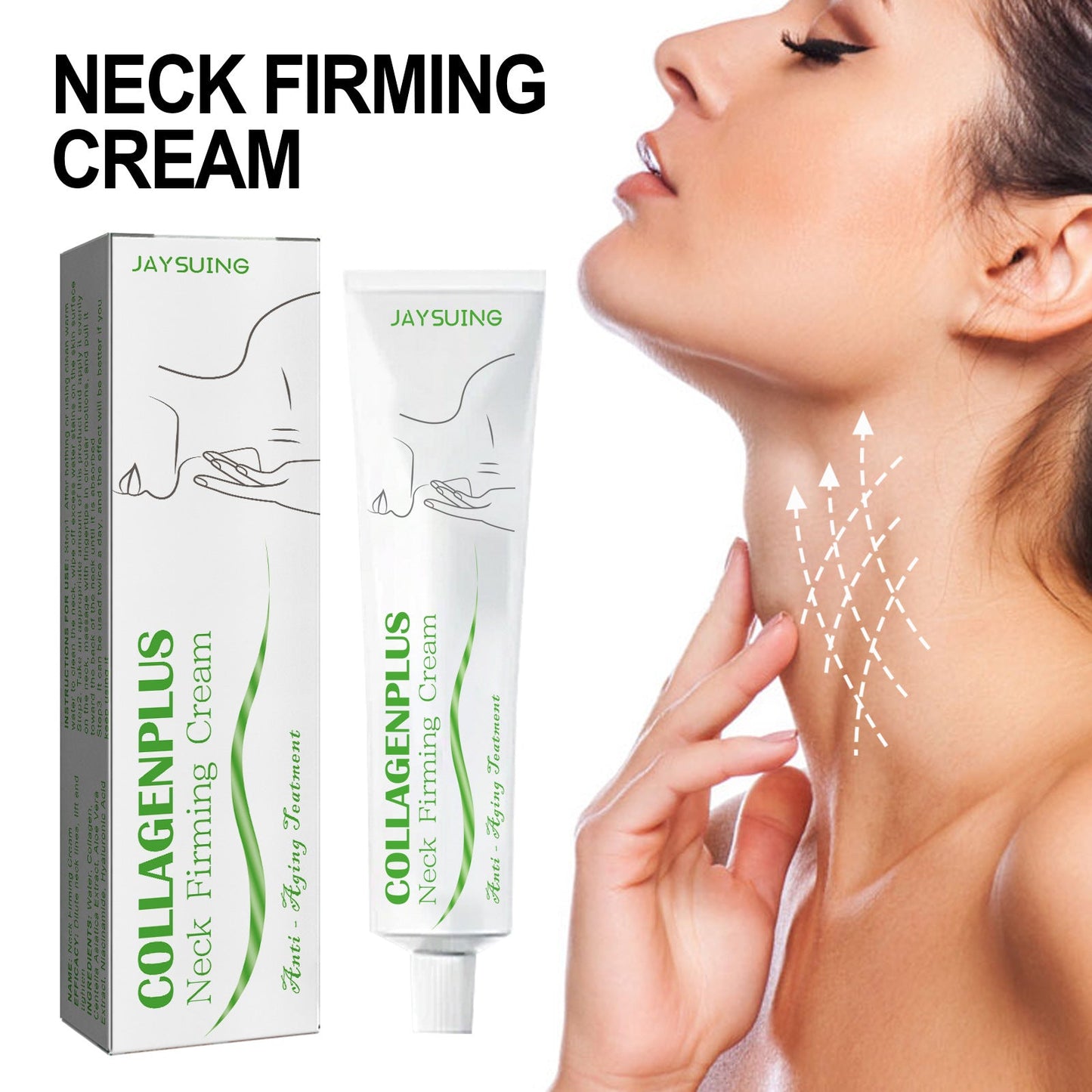 Jaysuing Neck Firming Cream បំបាត់ភាពជ្រីវជ្រួញក ធ្វើអោយស្បែកស និងម៉ត់រលោង Swan Neck Moisturizing Firming Neck Cream 